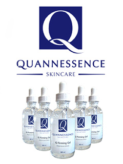 Quannessence Skincare logo and product bottles